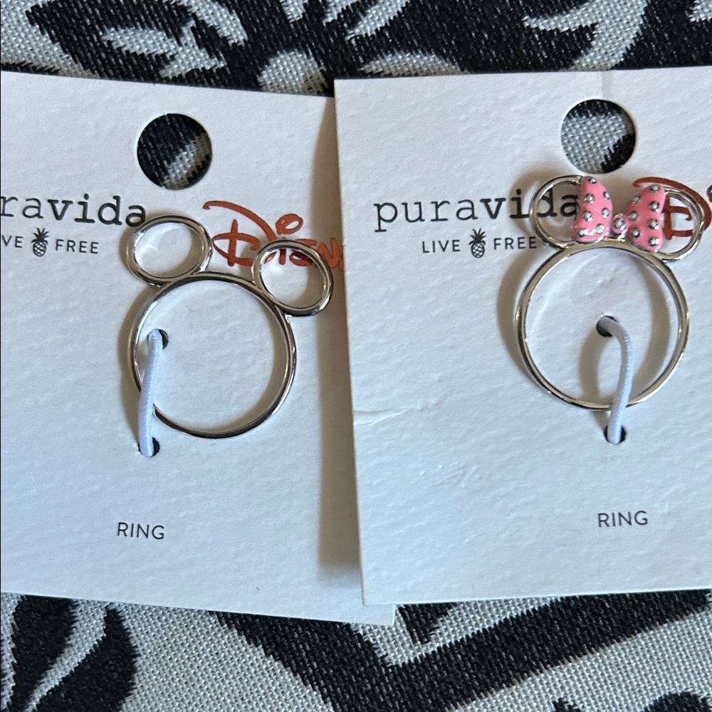 Pura Vida Disney Silver Tone Mickey Minnie rings size 9